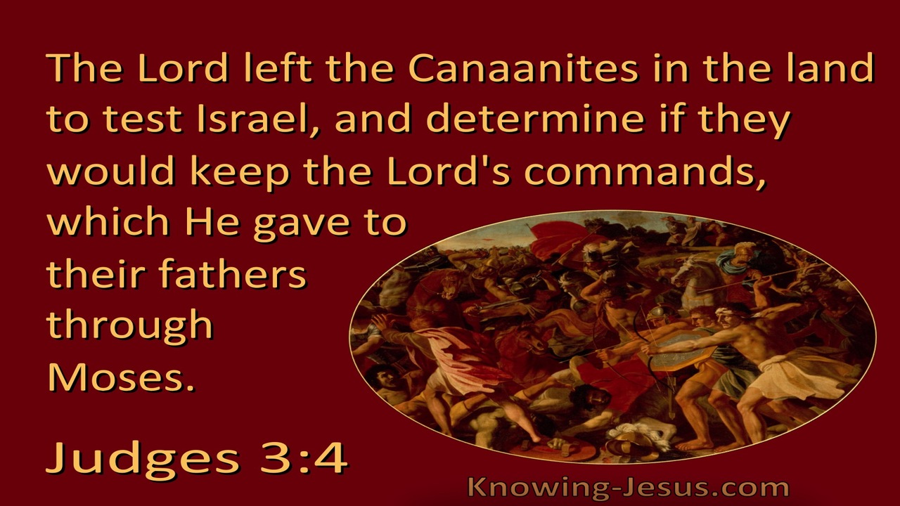 Judges 3:4 The Lord Left Them In The Land To Test Israel (red)